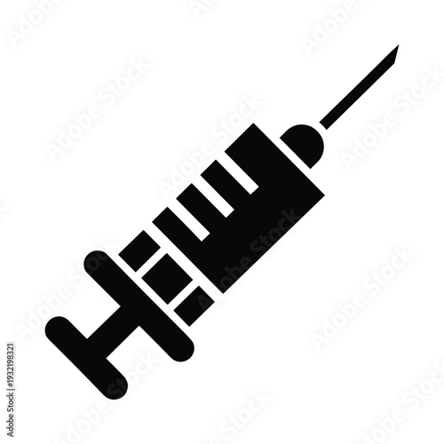 Black silhouette of a syringe on a white background