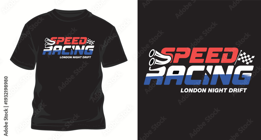 Fototapeta premium Speed racing london night drift graphic design t-shirt illustration