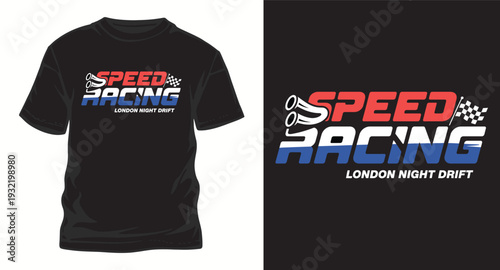 Speed racing london night drift graphic design t-shirt illustration