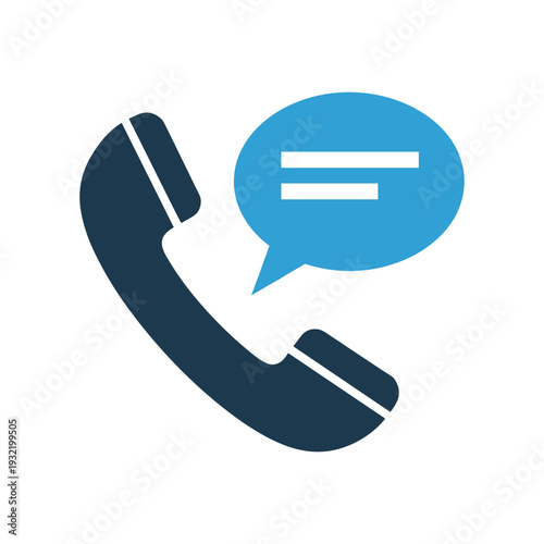 Telephone receiver with speech bubble icon