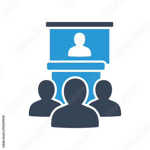 People silhouettes with one on a presentation screen