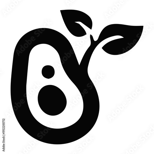 Avocado icon representing dental and cellular health, a symbol of natural nourishment and well-being, perfect for health and wellness brands