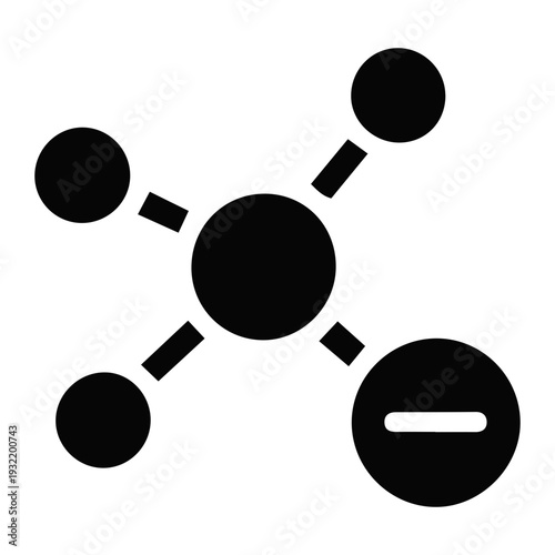 Molecular structure with minus sign icon, representing dental and cellular health and scientific research
