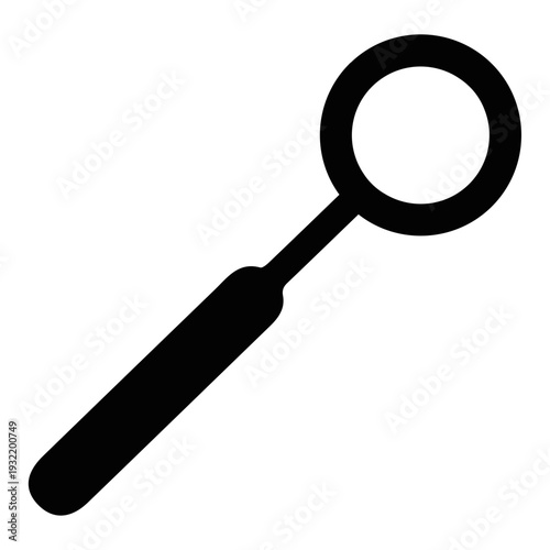 A black silhouette icon representing a dental mirror, symbolizing the importance of dental and cellular health and examination