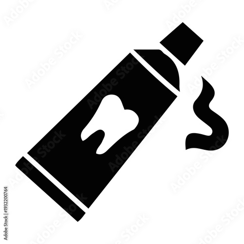 Icon of toothpaste tube with a tooth symbol, representing dental care and cellular health benefits for oral hygiene and overall well-being