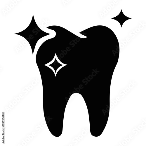 Sparkling Tooth Icon Representing Dental and Cellular Health Through Cleanliness and Shine