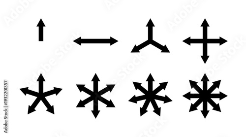 8 different direction arrows traffic signs, many choosing options infographic elements , alternative roundabout exits vector icons co;;ection