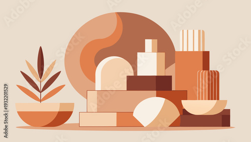 Layered terracotta and cream forms with soft depth. Trend-forward wall art perfect for living rooms, boho interiors, and warm modern decor.