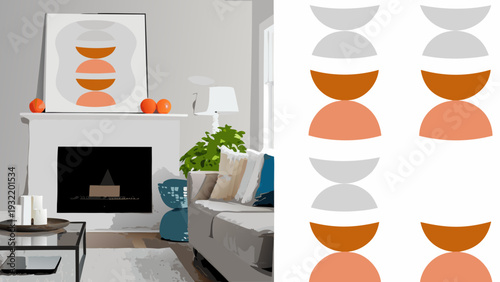 Layered terracotta and cream forms with soft depth. Trend-forward wall art perfect for living rooms, boho interiors, and warm modern decor.