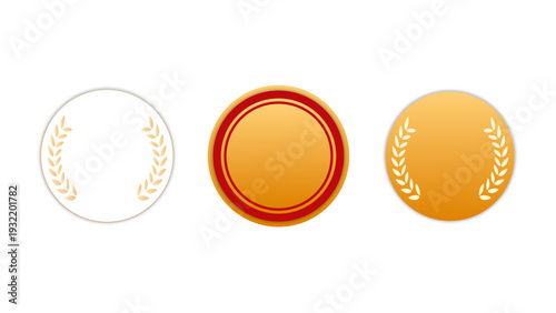 メダルのあしらい・フレームセット(高級感 装飾 デザイン素材 グラフィック素材 エレガント ベクター：メダルアイコン01-2