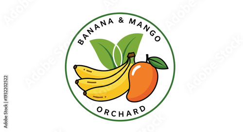 Banana Mango Orchard Logo Design Element.