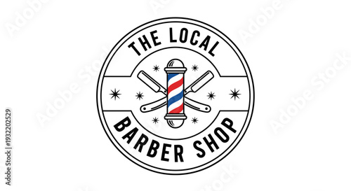 Barber Shop Logo with Scissors and Pole.