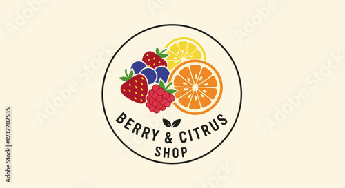 Berry and Citrus Fruits Logo Design.