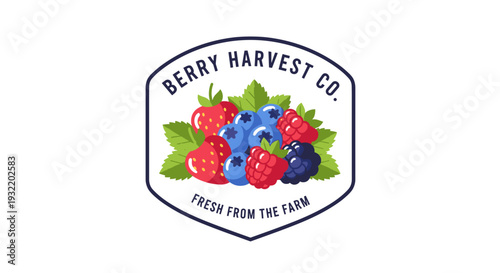 Berry Harvest Co Fresh Fruit Logo Design.