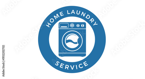 Blue Laundry Service Logo with Washing Machine.