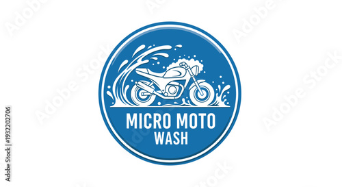 Blue Logo with Motorcycle and Text.
