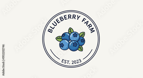 Blueberry Farm Logo with Blueberries and Leaves 1.