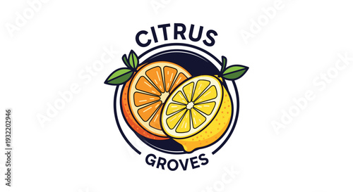 Citrus Fruits Logo with Orange Lemon.