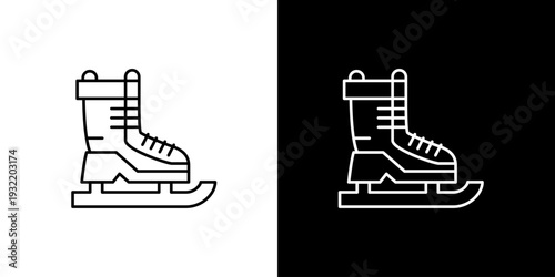Vector line art icon of an ice skate, representing winter sports, recreation, and chilly activities. Clean outline illustration for graphic design