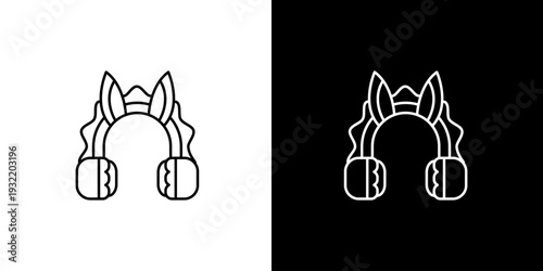 A simple outline icon of a regal crown with decorative elements on a black and white background