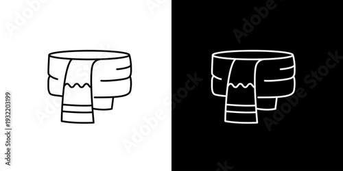 Minimalist Line Art Icon of a Stack of Freshly Folded Towels for Bathroom Hygiene and Personal Self-Care Concepts