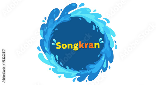 Colorful Songkran Logo with Water Splash.