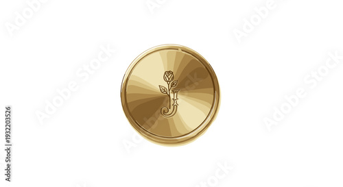 Gold Button with Keyhole Closeup View.