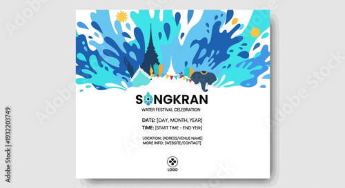 Songkran Water Festival Flyer Design Concept.