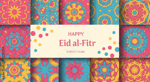 Colorful geometric patterns and festive greetings for design and celebration