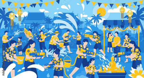 Vibrant Party Scene with People Dancing.