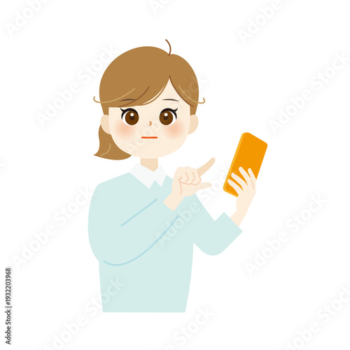 スマホを操作する女性のイラスト05