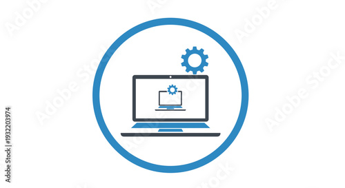 Laptop with lock and gear icon on screen.