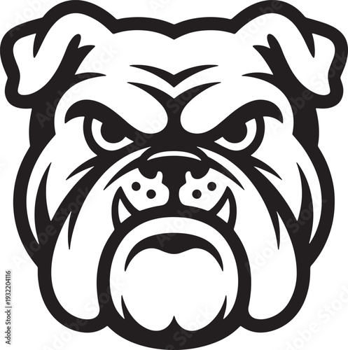 Fierce Black and White Bulldog Head Mascot animal