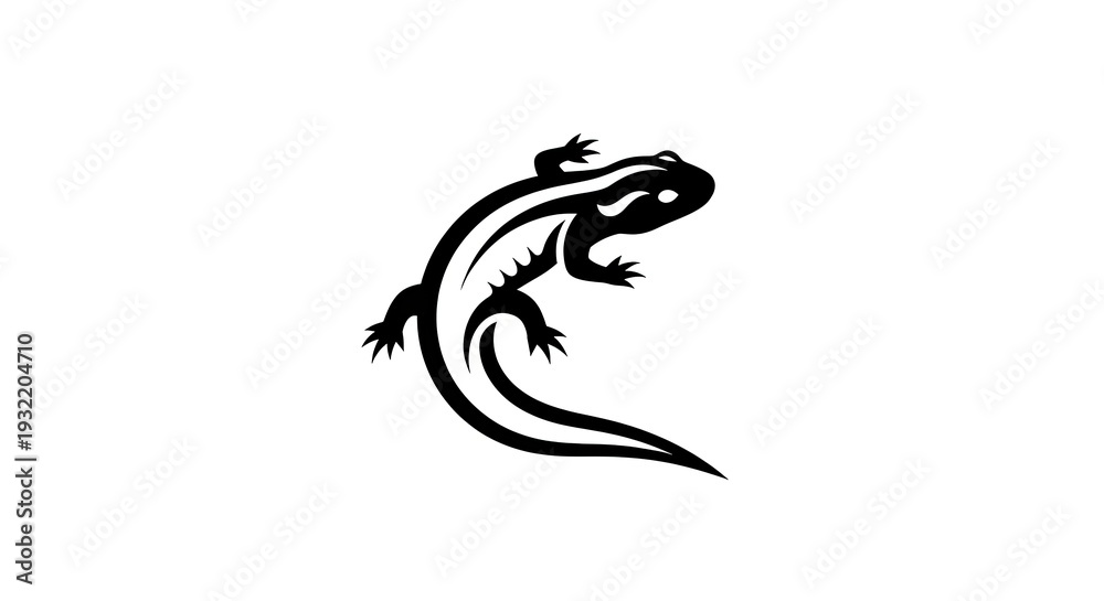 Naklejka premium Stylized Black and White Salamander Illustration.