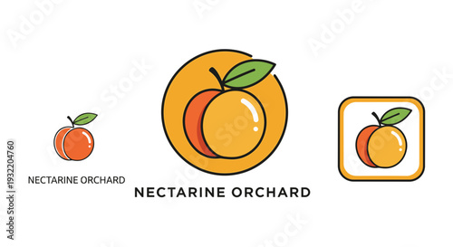Nectarine Orchard Logo Design Elements.