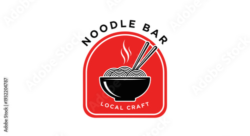 Noodle Bar Logo with Steaming Noodles.