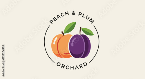 Peach and Plum Orchard Logo Design.