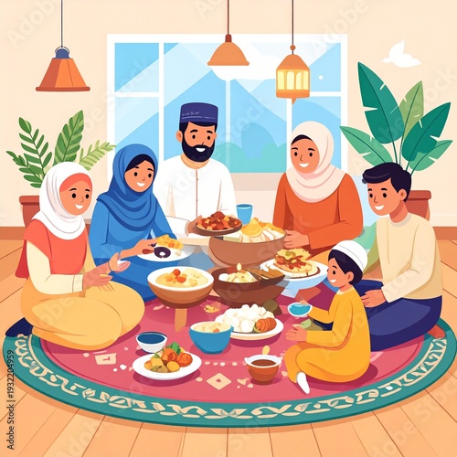 Family Gathering for Iftar Meal Together.