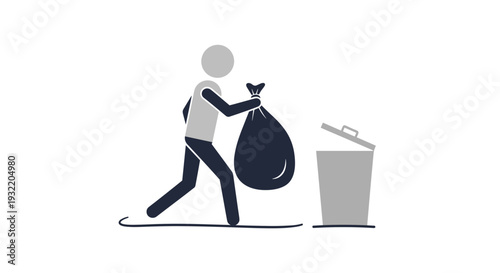 Person Throwing Trash into Bin.