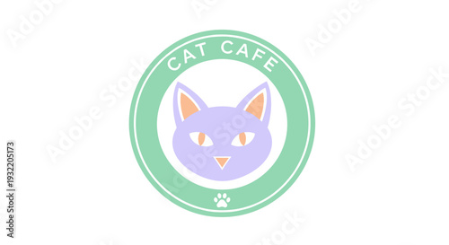 Purple Cat Face Logo Design Element.