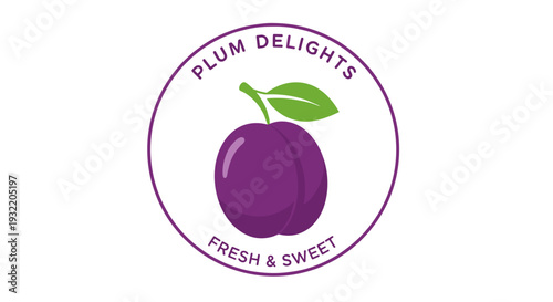 Purple Plum Fruit Logo Design Element 2.