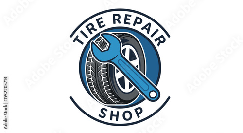 Tire Repair Shop Logo with Wrench.