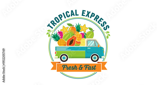 Tropical Express Fresh Fruit Logo Design.