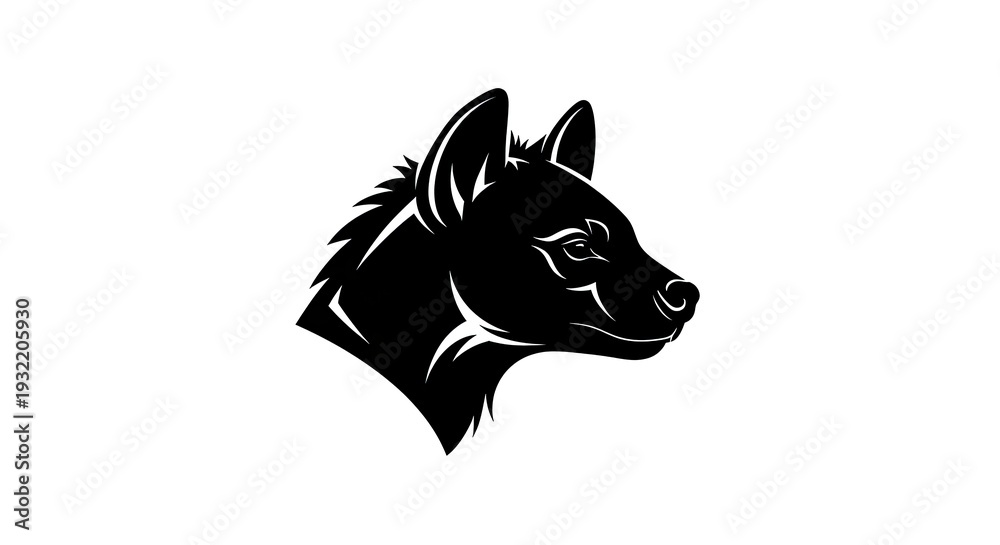 Fototapeta premium Striking Black and White Hyena Head Logo Design.