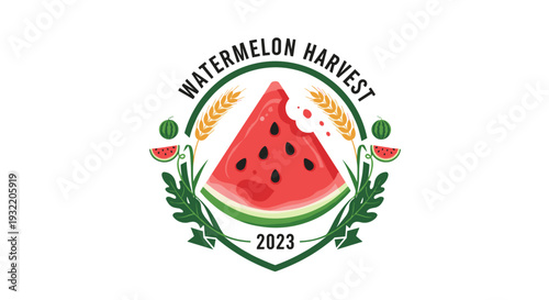 Watermelon Harvest Logo Illustration Design Element.