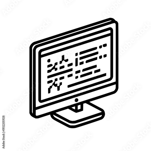 Isometric computer monitor display screen vector illustration for graphic design and coding project one hundred