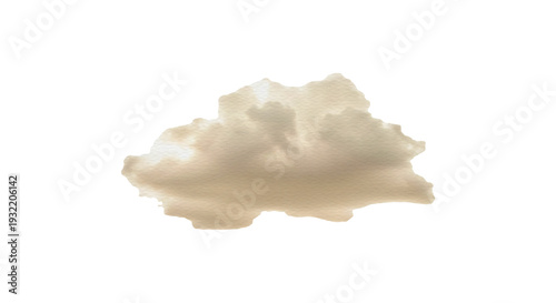 Beige watercolor stain isolated on transparent background, abstract art element for design and decoration