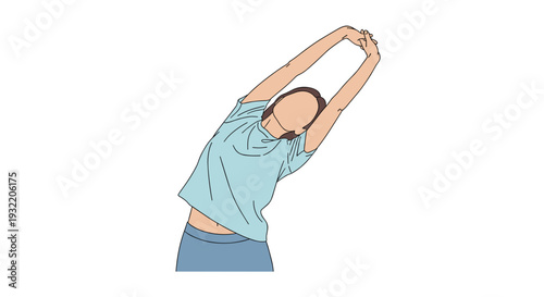 Woman Stretching Arms Above Head Sideways.