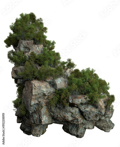 3D render set of rocks and moss