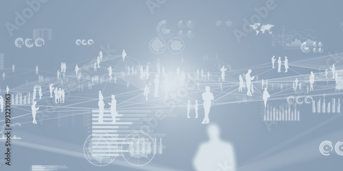 Fotografie Futuristic CG illustration of cyberspace and business network concept